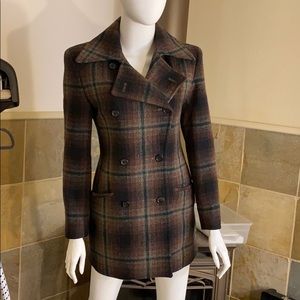 DKNY vintage double breasted 100%wool plaid jacket